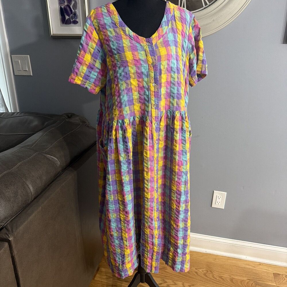 Woman Within︱Pastel︱Checkered Print︱Large︱Dress︱06-1198-8︱Oversized